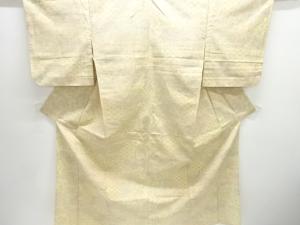 ヱ霞に花・抽象模様織出し十日町紬単衣着物
